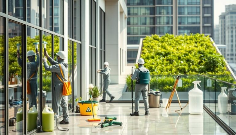 Vệ sinh tòa nhà cao tầng: Dịch vụ chuyên nghiệp